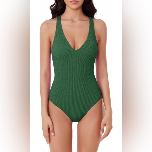 Other - NWT- 2025 Emerald Ribbed Full Coverage 
1 piece Bathing suit swimsuit